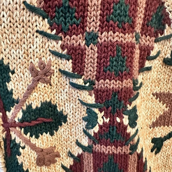 VTG St. John’s Bay Fisherman Knit Vest Fair Isle Green Wood Button 1X - Picture 4 of 7